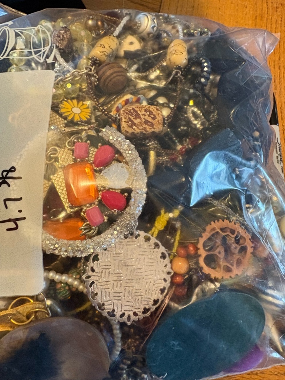 Mixed Gemstone Pendant Necklace - Pink and Orange Accents